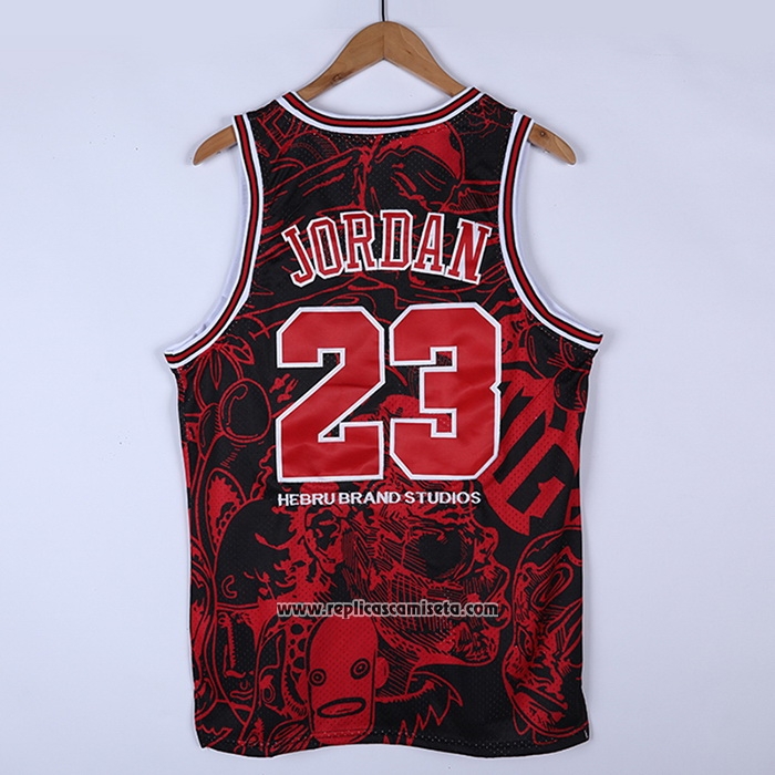 Camiseta Chicago Bulls Michael Jordan #23 Mitchell & Ness Hebru Brantley Negro